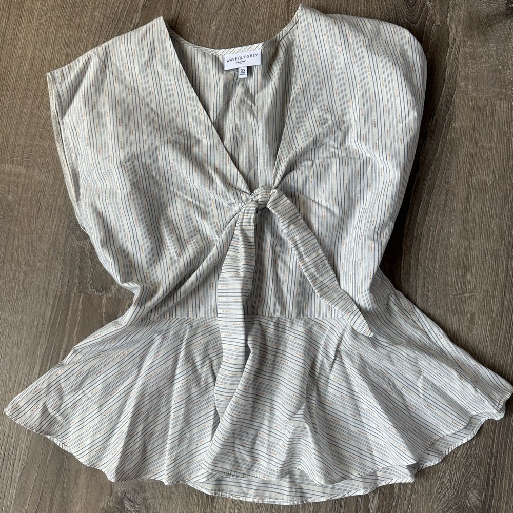 Striped Gray Peplum Top